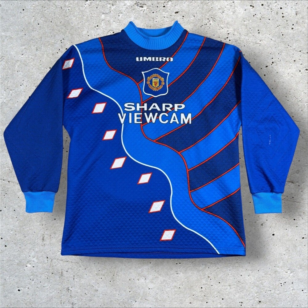 Vtg 1994-1996 Manchester United Goalkeeper Jersey Umbro Sharp Schmeichel 90s L